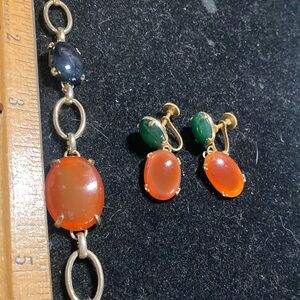 Vintage he unsigned bracelet earrings set.